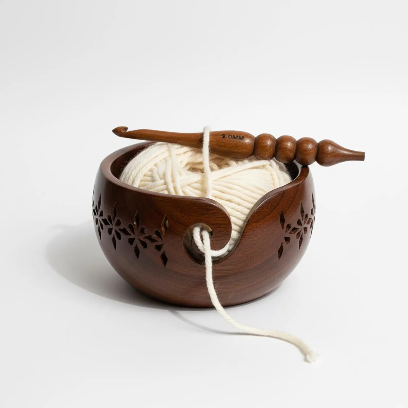 Handmade Rosewood Yarn Bowl: Knitting & Crochet Organizer